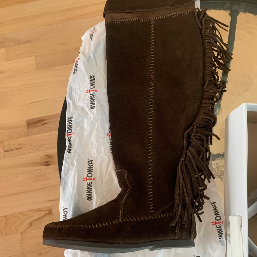 Minnetonka Brown Over the knee Suede Fringe Boots